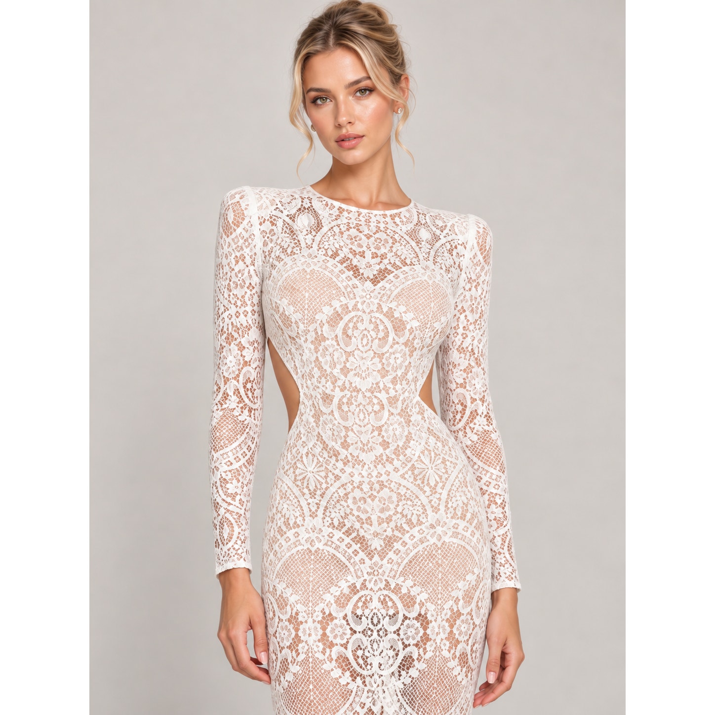 Bronx And Banco Allegra Blanc Lace Open Back Maxi Dress White Medium — image 5 of 8